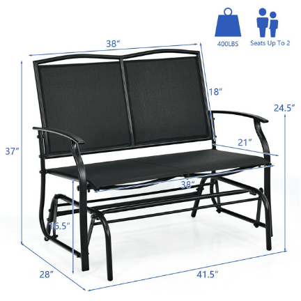 Costway Outdoor Furniture Black Iron Patio Rocking Chair for Outdoor Backyard and Lawn by Costway 13945780