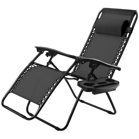Costway Outdoor Furniture Black Outdoor Folding Zero Gravity Reclining Lounge Chair by Costway 31806475-Black