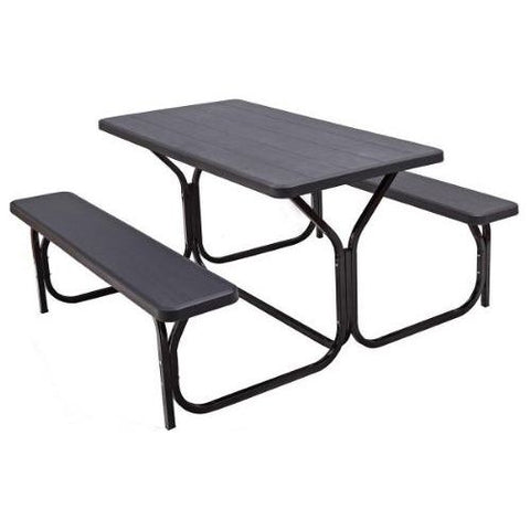Costway Outdoor Furniture Black Picnic Table Bench Set for Outdoor Camping by Costway 6933315533618 91203576-B Picnic Table Bench Set for Outdoor Camping by Costway SKU# 91203576