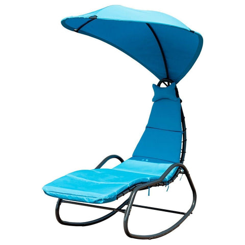 Costway Outdoor Furniture Blue Patio Hanging Swing Chaise Lounge Chair by Costway 7461758134028 65814709-Bl Patio Hanging Swing Chaise Lounge Chair by Costway SKU# 65814709