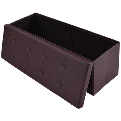 Costway Outdoor Furniture Brown 45" Large Folding Ottoman Storage Seat by Costway 54168239- Brown 45" Large Folding Ottoman Storage Seat by Costway SKU# 54168239