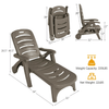 Image of Costway Outdoor Furniture Brown 5 Position Adjustable Folding Lounger Chaise Chair on Wheels by Costway 07652489