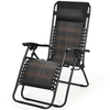 Image of Costway Outdoor Furniture Brown Folding Rattan Zero Gravity Lounge Chair with Removable Head Pillow by Costway 54182736- B Folding Rattan Zero Gravity Lounge Chair with Removable Head Pillow