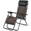 Image of Costway Outdoor Furniture Coffee Folding Rattan Zero Gravity Lounge Chair with Removable Head Pillow by Costway 54182736- C Folding Rattan Zero Gravity Lounge Chair with Removable Head Pillow