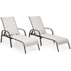 Image of Costway Outdoor Furniture Gray 2 Pcs Outdoor Patio Lounge Chair Chaise Fabric with Adjustable Reclining Armrest by Costway 14380597