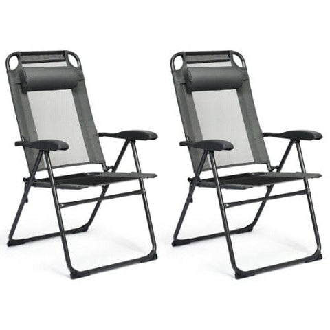 Costway Outdoor Furniture Gray 2 PCS Patio Adjustable Folding Recliner Chairs by Costway 7461758676276 12598048-G 2 PCS Patio Adjustable Folding Recliner Chairs by Costway SKU 12598047