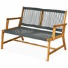 Image of Costway Outdoor Furniture Gray 2-Person Acacia Wood Yard Bench for Balcony and Patio by Costway 34176208
