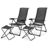 Image of Costway Outdoor Furniture Gray 4 Pieces Patio Adjustable Back Folding Dining Chair Ottoman Set by Costway 38469501- G 4 pcs Patio Adjustable Back Folding Dining Chair Ottoman Set Costway