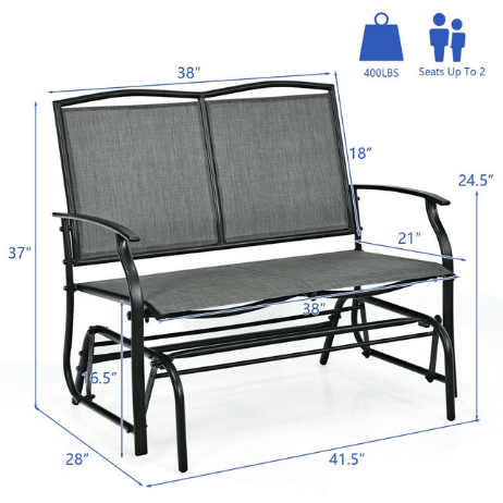 Costway Outdoor Furniture Gray Iron Patio Rocking Chair for Outdoor Backyard and Lawn by Costway 13945780