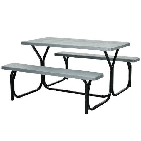 Costway Outdoor Furniture Gray Picnic Table Bench Set for Outdoor Camping by Costway 6933315533618 91203576-G Picnic Table Bench Set for Outdoor Camping by Costway SKU# 91203576