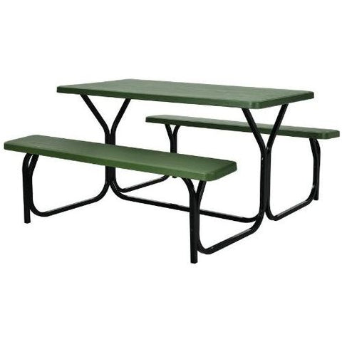 Costway Outdoor Furniture Green Picnic Table Bench Set for Outdoor Camping by Costway 6933315533618 91203576-G Picnic Table Bench Set for Outdoor Camping by Costway SKU# 91203576