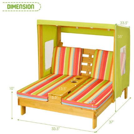 Costway Outdoor Furniture Kids Lounge Patio Lounge Chair with Cup Holders and Awning by Costway 781880212720 75426018