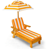Image of Costway Outdoor Furniture Kids Outdoor Wood Lounge Chair with Height Adjustable Umbrella by Costway 781880212713 42810736 Kids Outdoor Wood Lounge Chair with Height Adjustable Umbrella Costway