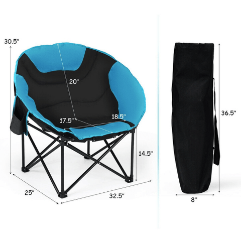 Costway Outdoor Furniture Moon Saucer Steel Camping Chair Folding Padded Seat by Costway 23916580