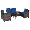 Image of Costway Outdoor Furniture Navy 4 Pcs Furniture Patio Set Outdoor Wicker Sofa Set by Costway 7461758458926 21935806-N 4 Pcs Furniture Patio Set Outdoor Wicker Sofa Set by Costway 21935806