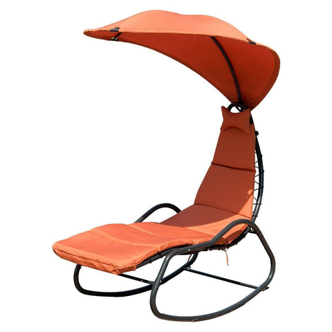 Costway Outdoor Furniture Orange Patio Hanging Swing Chaise Lounge Chair by Costway 7461758021304 65814709-O Patio Hanging Swing Chaise Lounge Chair by Costway SKU# 65814709