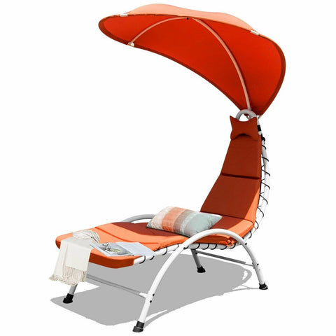Costway Outdoor Furniture Orange Patio Hanging Swing Hammock Chaise Lounger Chair with Canopy by Costway 37986420-O Patio Hanging Swing Hammock Chaise Lounger Chair w/ Canopy by Costway