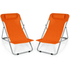 Image of Costway Outdoor Furniture Orange Portable Beach Chair Set of 2 with Headrest by Costway 41062578- O Portable Beach Chair Set of 2 with Headrest by Costway SKU# 41062578