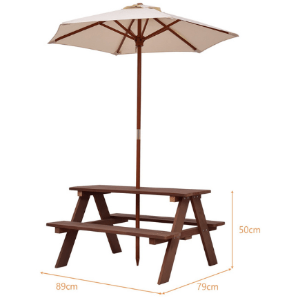 Costway Outdoor Furniture Outdoor 4-Seat Kid's Picnic Table Bench with Umbrella by Costway 781880217190 62597483