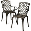 Image of Outdoor Aluminum Dining Set of 2 Patio Bistro Chairs by Costway