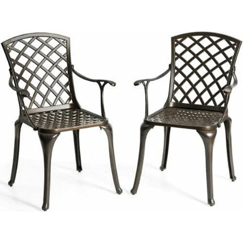 Outdoor Aluminum Dining Set of 2 Patio Bistro Chairs by Costway