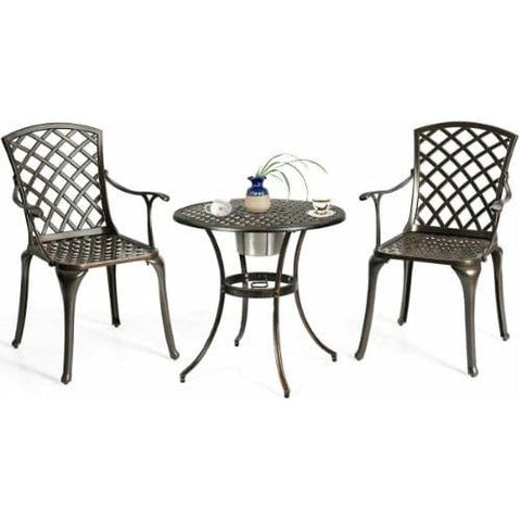 Outdoor Aluminum Dining Set of 2 Patio Bistro Chairs by Costway