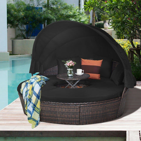 Costway Outdoor Furniture Outdoor Daybed with Retractable Canopy by Costway 6530463564282 28540731 Outdoor Daybed with Retractable Canopy by Costway SKU# 28540731