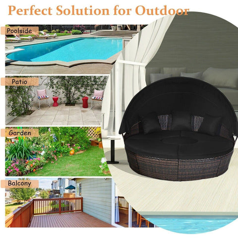 Costway Outdoor Furniture Outdoor Daybed with Retractable Canopy by Costway 6530463564282 28540731 Outdoor Daybed with Retractable Canopy by Costway SKU# 28540731