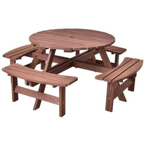 Costway Outdoor Furniture Patio 8 Seat Wood Picnic Dining Seat Bench Set by Costway 6952938349215 86952437 Patio 8 Seat Wood Picnic Dining Seat Bench Set by Costway SKU# 86952437