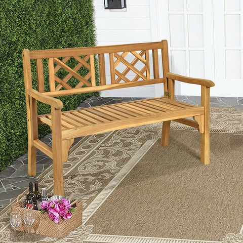 Costway Outdoor Furniture Patio Foldable Bench with Curved Backrest and Armrest By Costway 7461758265630 61592384 Patio Foldable Bench w/ Curved Backrest & Armrest By Costway 61592384