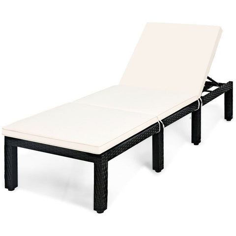 Costway Outdoor Furniture Patio Rattan Cushioned Height Adjustable Lounge Chair by Costway