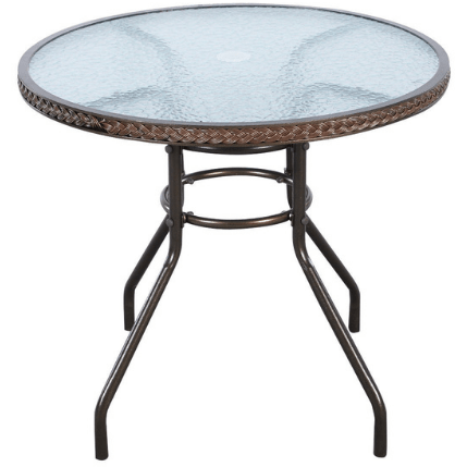 Costway Outdoor Furniture Patio Steel Round Table with Umbrella Holes for Outdoor by Costway 38520194