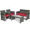 Image of Costway Outdoor Furniture Red 4 PCS Patio Rattan Furniture Set by Costway 7461759293946 13890462-R 4 PCS Patio Rattan Furniture Set by Costway SKU# 13890462