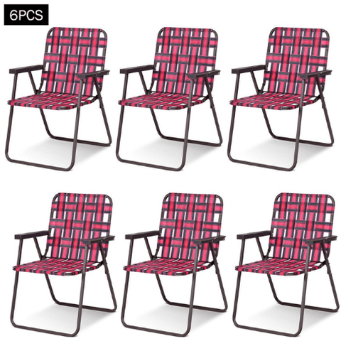 Costway Outdoor Furniture 6 Pcs Folding Beach Chair Camping Lawn Webbing Chair by Costway