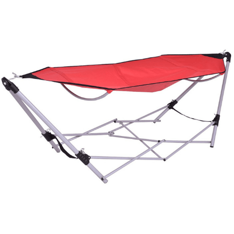 Costway Outdoor Furniture Red Portable Folding Steel Frame Hammock with Bag by Costway 42059136- Red