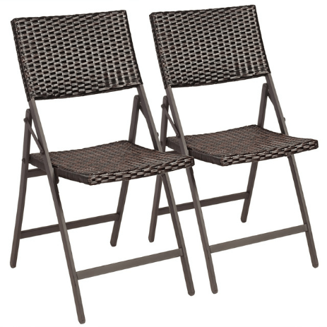 Costway Outdoor Furniture Set of 2 Patio Rattan Folding Portable Dining Chairs by Costway 03481579 Set of 2 Patio Rattan Folding Portable Dining Chairs by Costway 