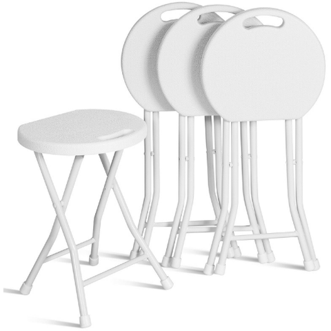 Costway Outdoor Furniture Set of 4 18" Collapsible Round Stools with Handle by Costway 80214693 Set of 4 18" Collapsible Round Stools with Handle by Costway 80214693