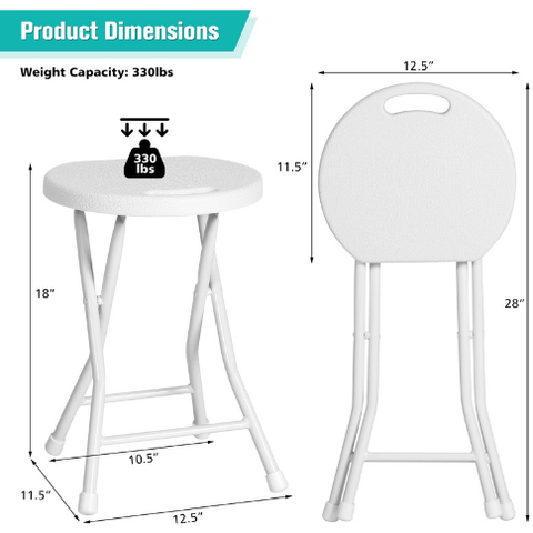 Costway Outdoor Furniture Set of 4 18" Collapsible Round Stools with Handle by Costway 80214693 Set of 4 18" Collapsible Round Stools with Handle by Costway 80214693
