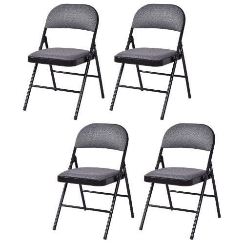 2/4 Pieces Padded Folding Office Chairs with Backrest - Costway