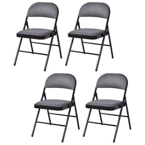 Costway Outdoor Furniture Set of 4 Fabric Upholstered Padded Seat Folding Chairs By Costway Patio Foldable Bench w/ Curved Backrest & Armrest By Costway 61592384