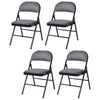 Image of Costway Outdoor Furniture Set of 4 Fabric Upholstered Padded Seat Folding Chairs By Costway Patio Foldable Bench w/ Curved Backrest & Armrest By Costway 61592384