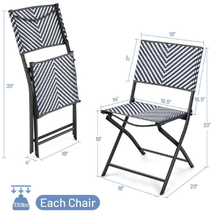 Costway Outdoor Furniture Set of 4 Patio Folding Rattan Dining Chairs for Camping and Garden by Costway 781880212744 21645738 Set 4 Patio Folding Rattan Dining Chairs Camping and Garden by Costway