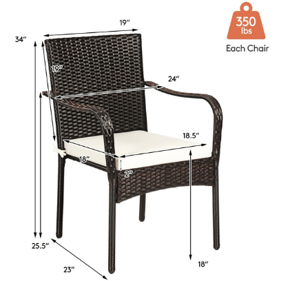 Costway Outdoor Furniture Set of 4 Patio Rattan Stackable Dining Chair with Cushioned Armrest for Garden by Costway 56809431 Set of 4 Patio Rattan Stackable Dining Chair with Cushioned by Costway