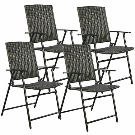 Costway Outdoor Furniture Set of 4 Rattan Folding Chair by Costway 52763890