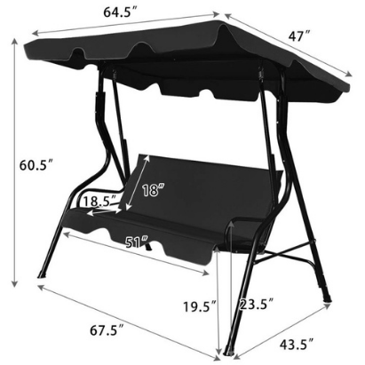 Costway Outdoor Furniture Sets 30Lbs Fixed Training Bicycle with Monitor for Gym and Home by Costway 3 Seat Outdoor Patio Canopy Swing Cushioned Steel Frame by Costway