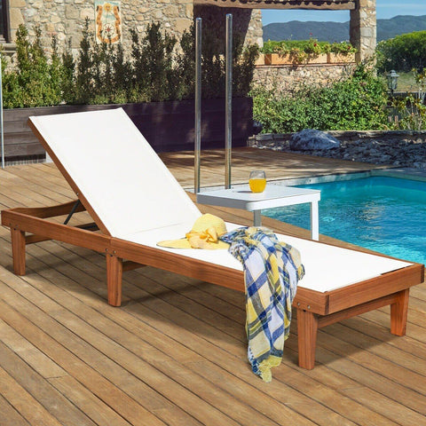 Costway Outdoor Furniture Solid Wood Back Adjustable Patio Lounge Chair by Costway 09458712 Solid Wood Back Adjustable Patio Lounge Chair by Costway SKU# 09458712