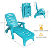 Image of Costway Outdoor Furniture Turquoise 5 Position Adjustable Folding Lounger Chaise Chair on Wheels by Costway 07652491