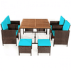 Image of Costway Outdoor Furniture Turquoise 9 Pieces Patio Rattan Dining Cushioned Chairs Set by Costway 781880217305 54106273