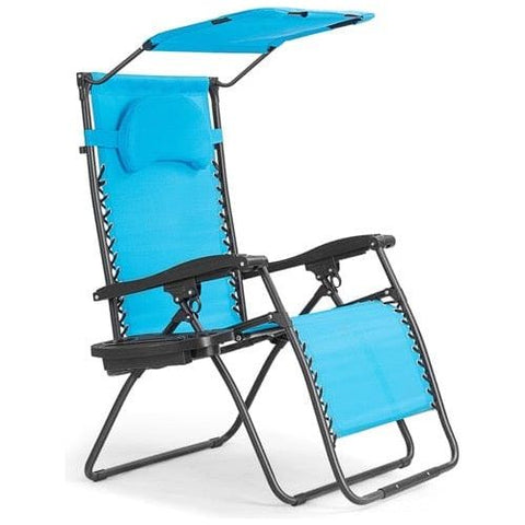 Folding Recliner Lounge Chair with Shade Canopy Cup Holder  SKU: 19826035