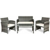 Image of Costway Outdoor Furniture White 4 PCS Patio Rattan Furniture Set by Costway 995480190542 13890462-W 4 PCS Patio Rattan Furniture Set by Costway SKU# 13890462